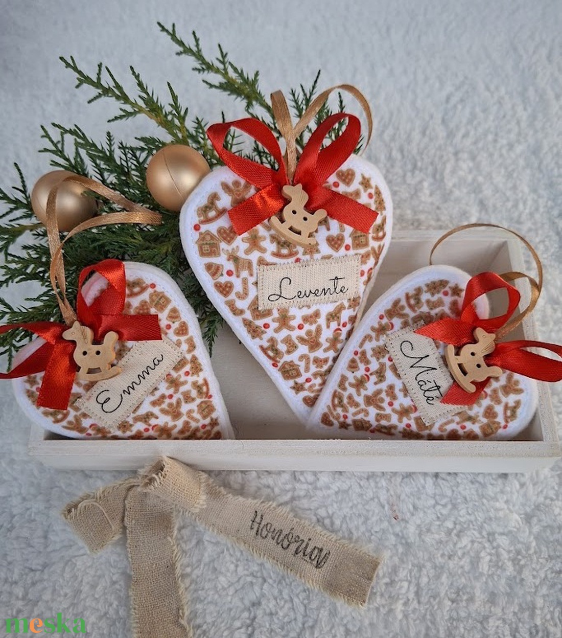 Egyedi Névre szóló-NÉVVEL- filc karácsonyfa dísz szett (3 db) - karácsony - karácsonyi lakásdekoráció - karácsonyfadíszek - Meska.hu