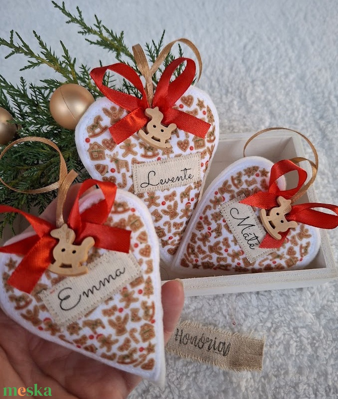 Egyedi Névre szóló-NÉVVEL- filc karácsonyfa dísz szett (3 db) - karácsony - karácsonyi lakásdekoráció - karácsonyfadíszek - Meska.hu