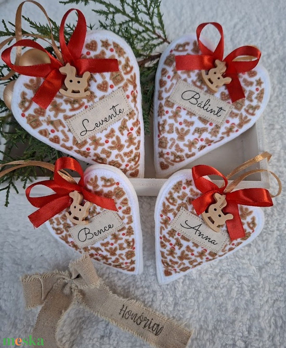 Egyedi Névre szóló-NÉVVEL- filc karácsonyfa dísz szett (4 db) - karácsony - karácsonyi lakásdekoráció - karácsonyfadíszek - Meska.hu