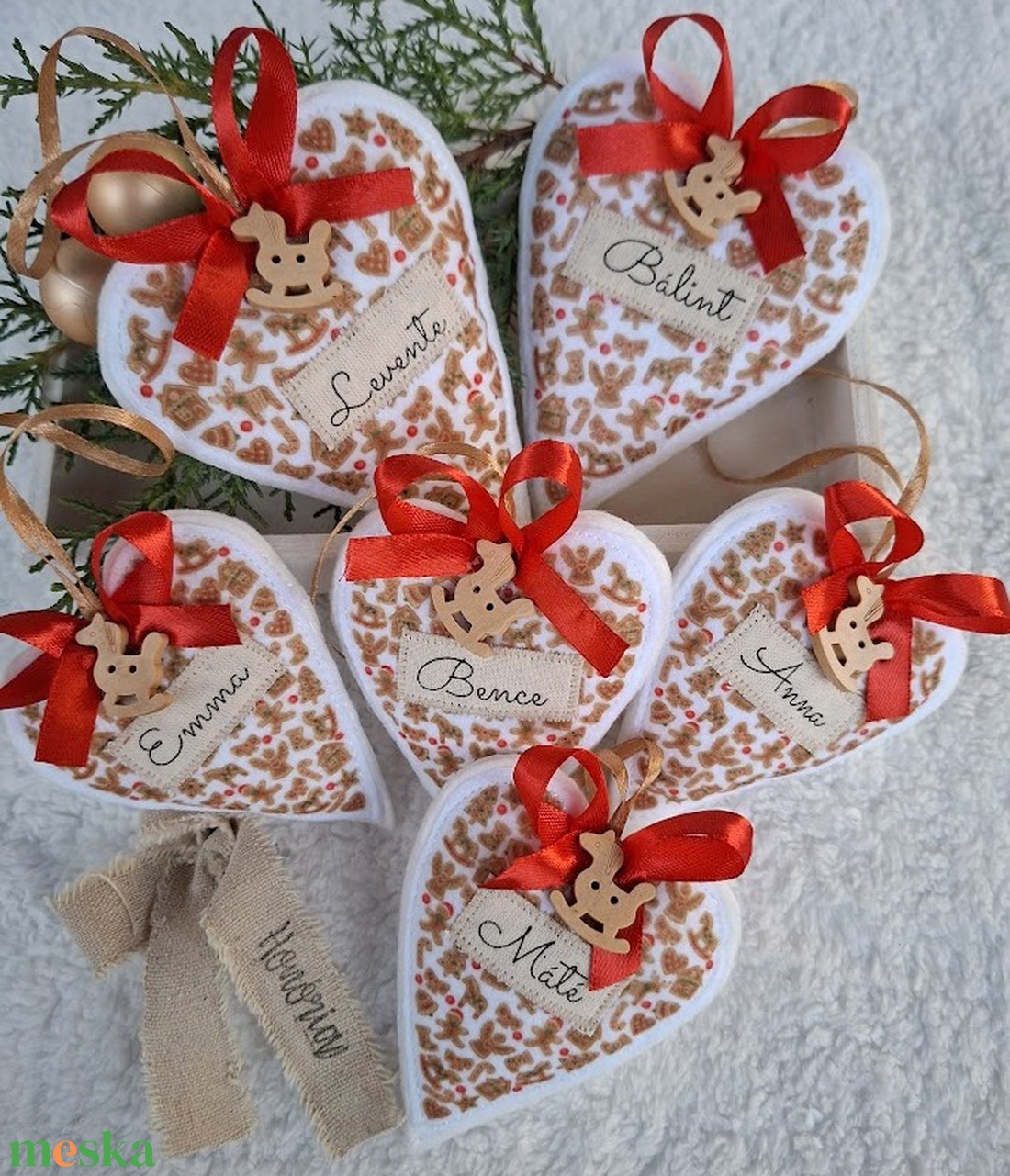 Egyedi Névre szóló-NÉVVEL- filc karácsonyfa dísz szett (6 db) - karácsony - karácsonyi lakásdekoráció - karácsonyfadíszek - Meska.hu