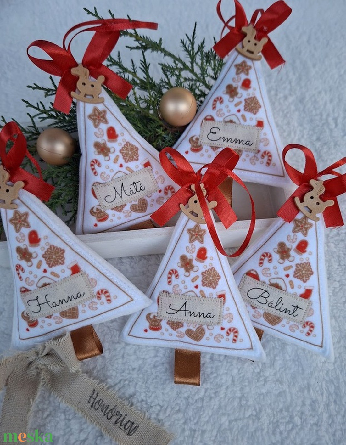 Egyedi Névre szóló-NÉVVEL- filc karácsonyfa dísz szett (5 db) - karácsony - karácsonyi lakásdekoráció - karácsonyfadíszek - Meska.hu