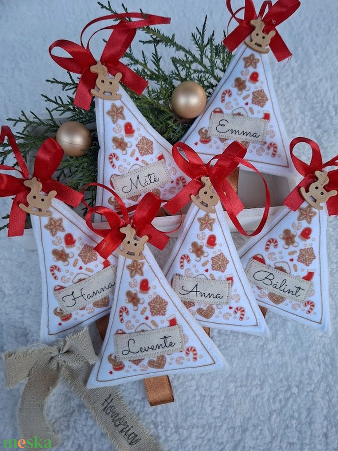 Egyedi Névre szóló-NÉVVEL- filc karácsonyfa dísz szett (6 db) - karácsony - karácsonyi lakásdekoráció - karácsonyfadíszek - Meska.hu