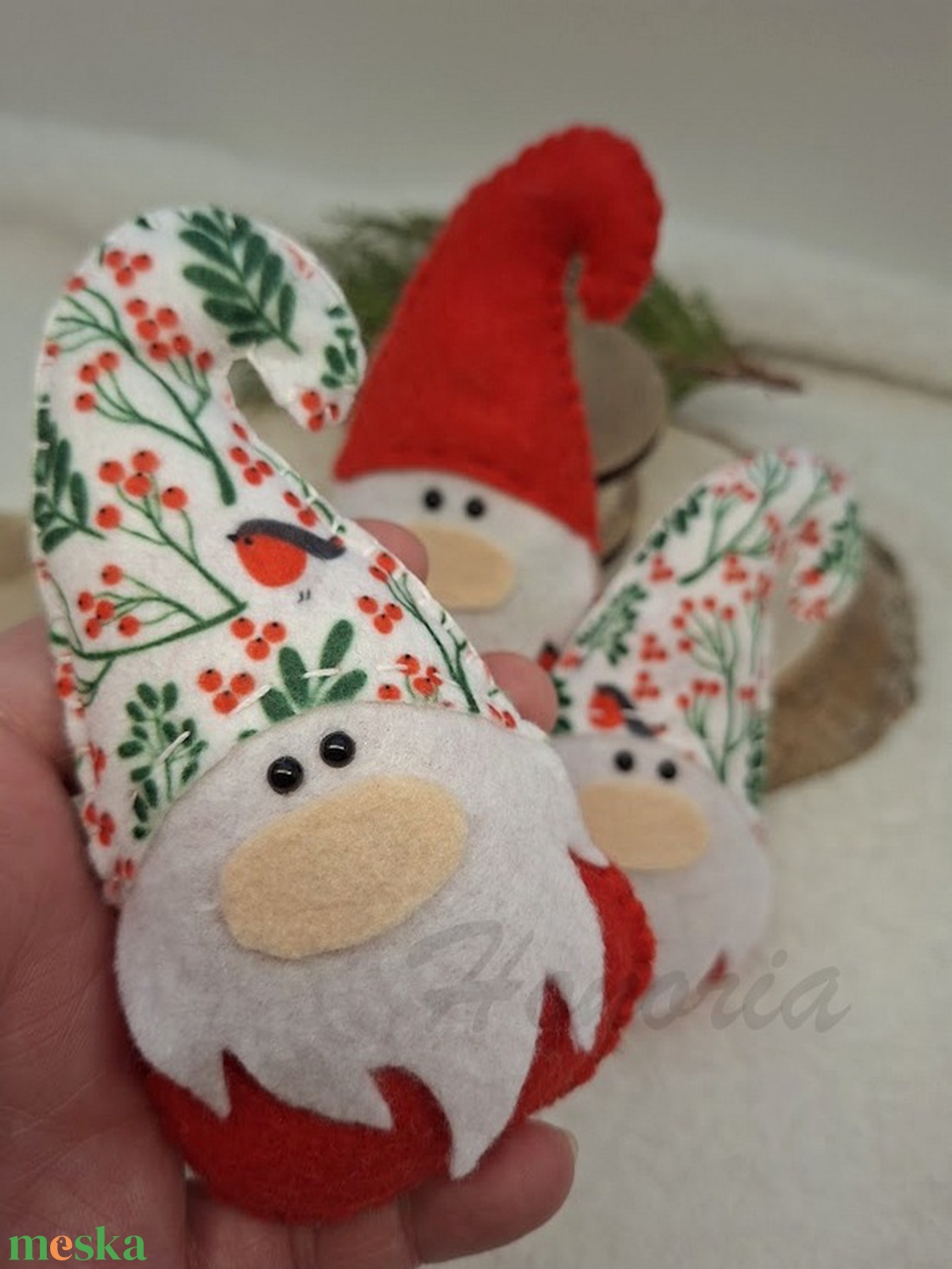 Karácsonyi manók - filc karácsonyfa dísz (3db)-madaras - karácsony - karácsonyi lakásdekoráció - karácsonyi manók, figurák - Meska.hu