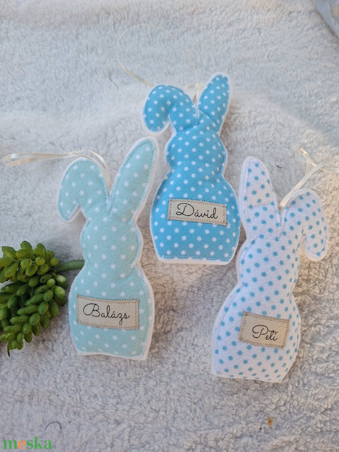 Egyedi Névre szóló-NÉVVEL- filc Húsvéti nyuszi dísz szett ( 6db) - ünnepi díszek, dekorációk - húsvéti díszek és dekorációk - húsvéti tojásfadíszek - Meska.hu