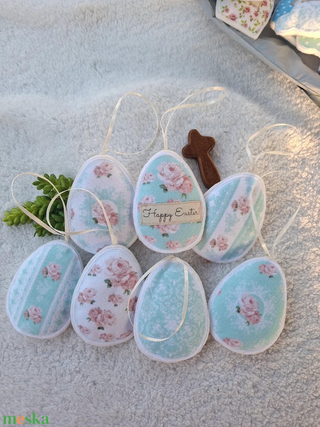 Filc Húsvéti tojás dísz szett (7 db) - ünnepi díszek, dekorációk - húsvéti díszek és dekorációk - húsvéti tojásfadíszek - Meska.hu