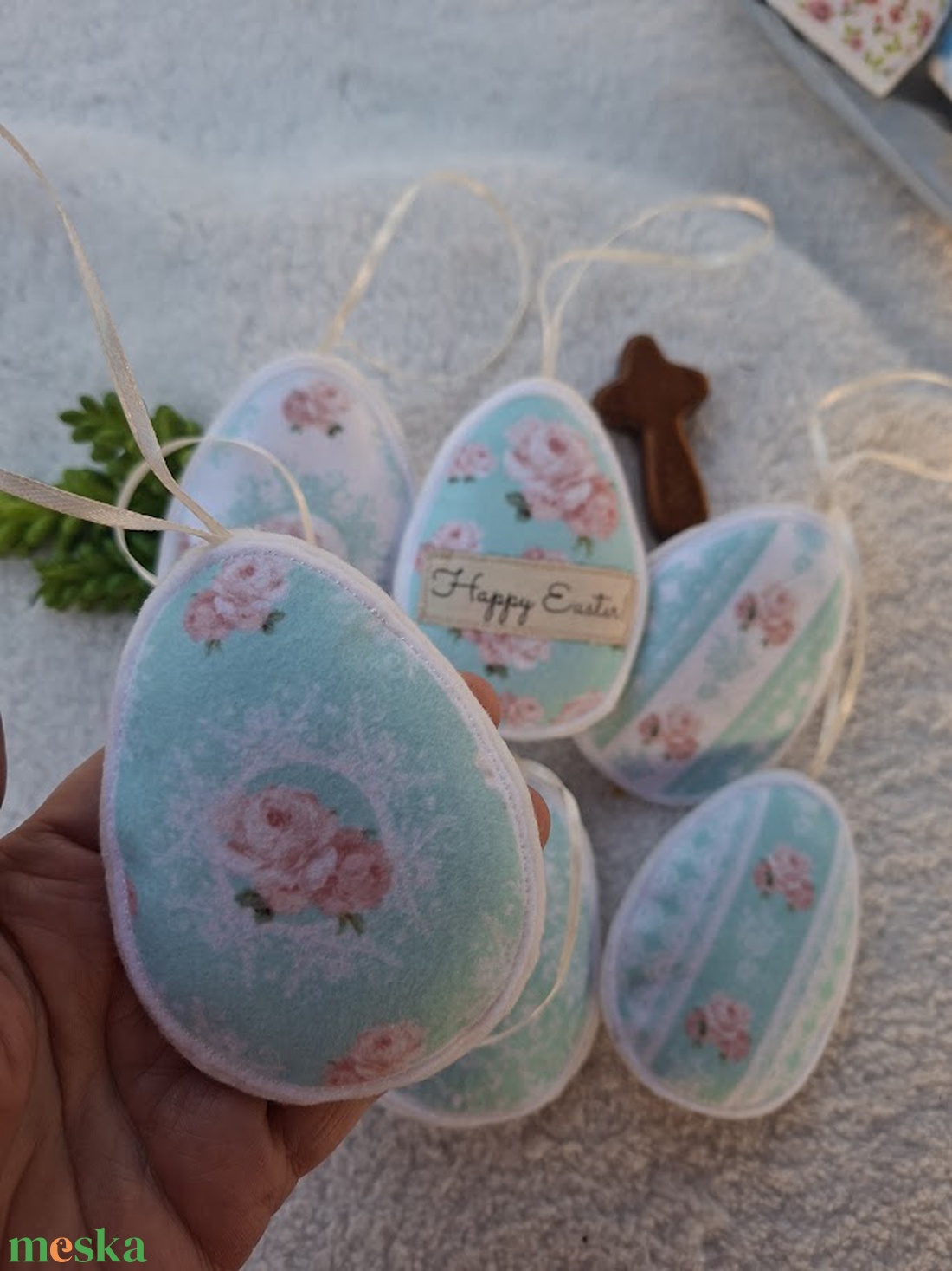 Filc Húsvéti tojás dísz szett (7 db) - ünnepi díszek, dekorációk - húsvéti díszek és dekorációk - húsvéti tojásfadíszek - Meska.hu