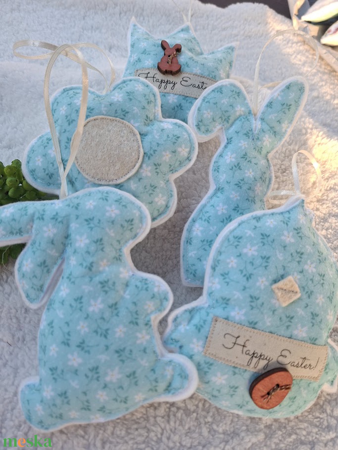  Filc Húsvéti dísz szett ( 5db)- Happy Easter!-türkiz2 - ünnepi díszek, dekorációk - húsvéti díszek és dekorációk - húsvéti tojásfadíszek - Meska.hu