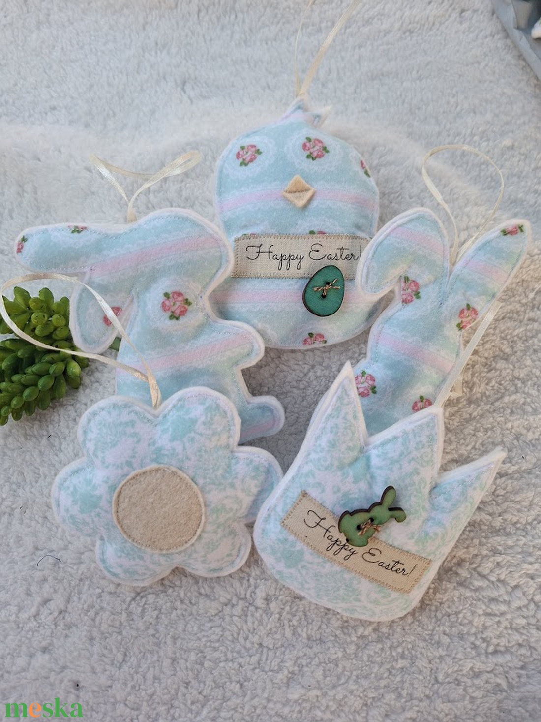  Filc Húsvéti dísz szett ( 5db)- Happy Easter!-vegyes - ünnepi díszek, dekorációk - húsvéti díszek és dekorációk - húsvéti tojásfadíszek - Meska.hu