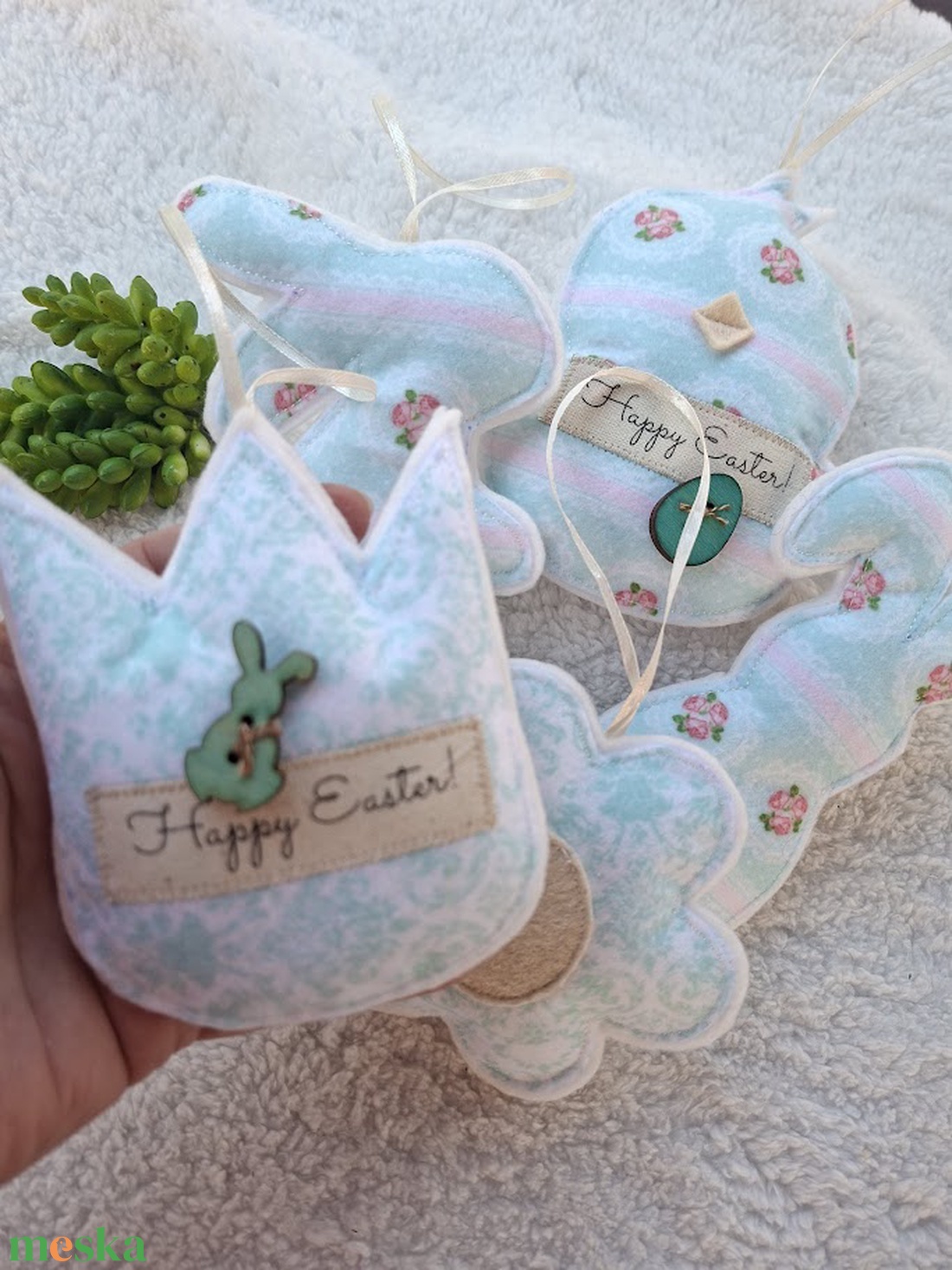  Filc Húsvéti dísz szett ( 5db)- Happy Easter!-vegyes - ünnepi díszek, dekorációk - húsvéti díszek és dekorációk - húsvéti tojásfadíszek - Meska.hu