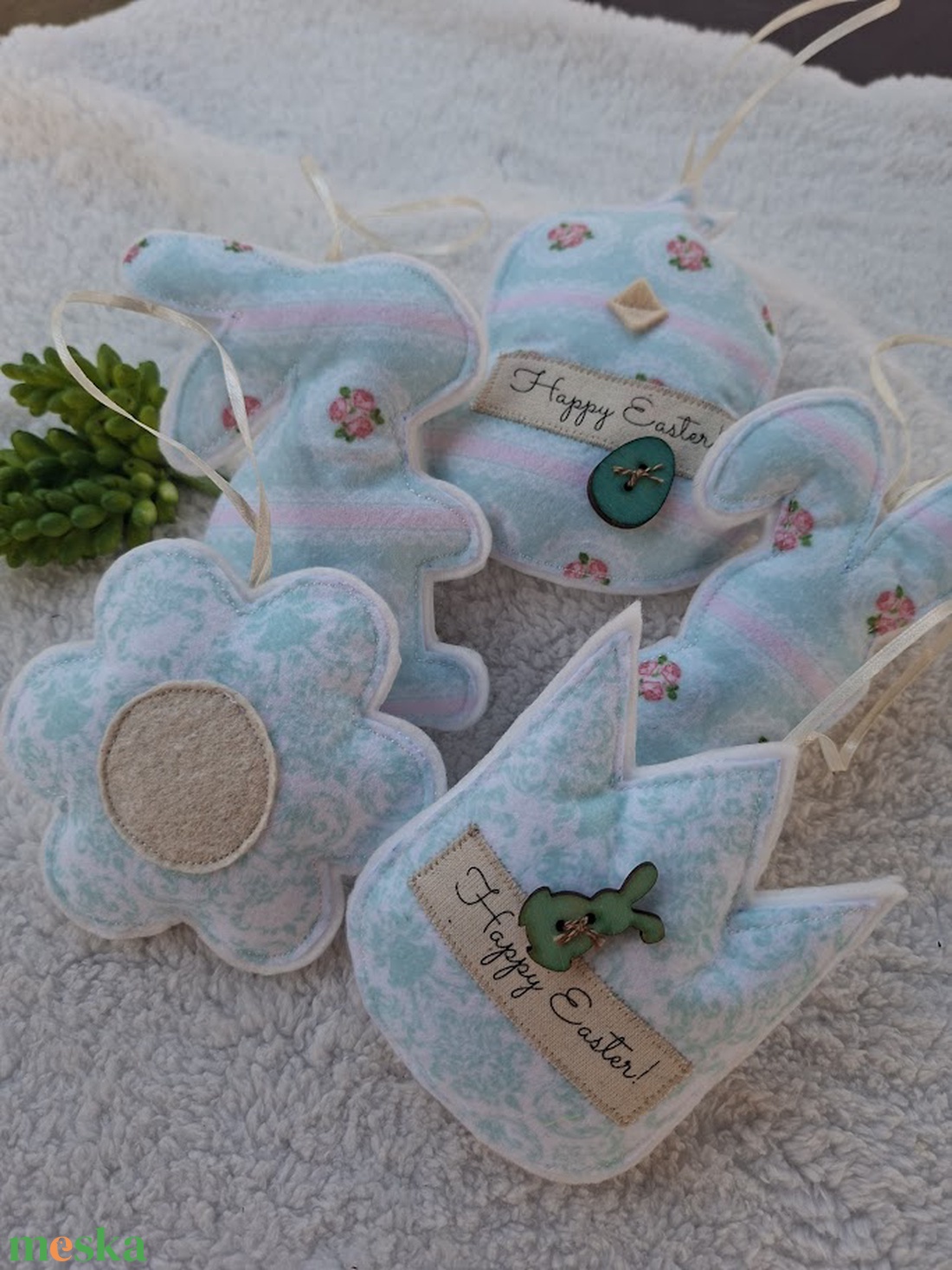  Filc Húsvéti dísz szett ( 5db)- Happy Easter!-vegyes - ünnepi díszek, dekorációk - húsvéti díszek és dekorációk - húsvéti tojásfadíszek - Meska.hu
