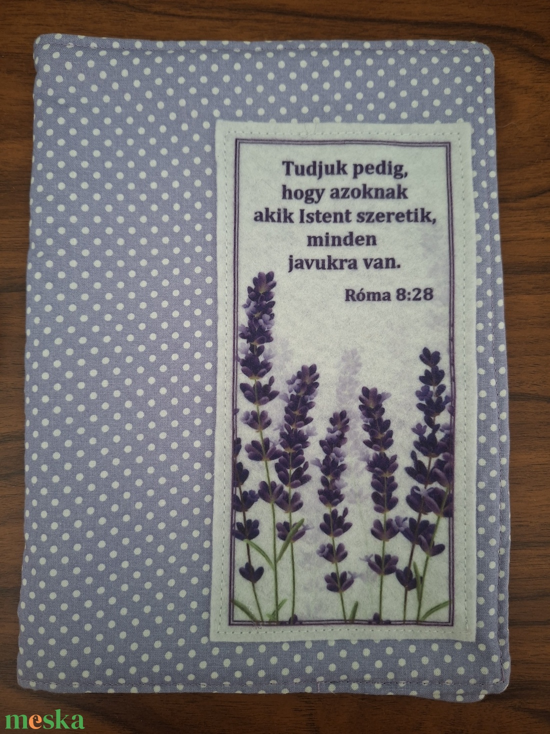 Bibliaborító-lila levendulás-RÚF közepes - könyv & zene - könyvtok - Meska.hu