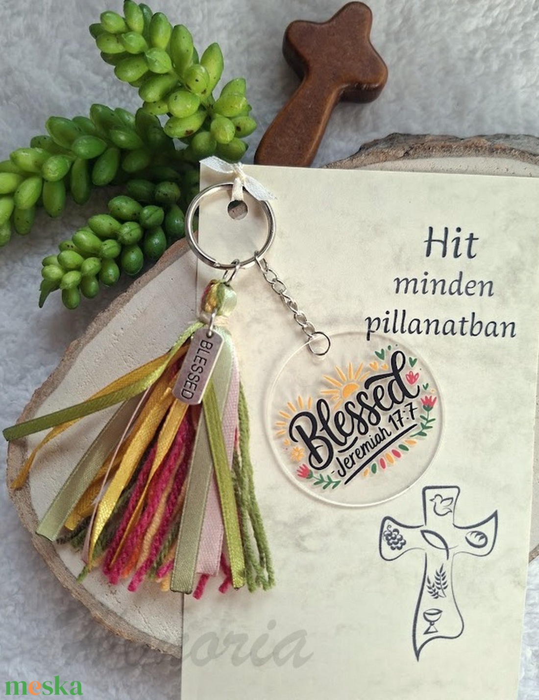 Kulcstartó, Bibliai igével, bojtos- keresztény igés ajándék- színes-07 - táska & tok - kulcstartó & táskadísz - kulcstartó - Meska.hu