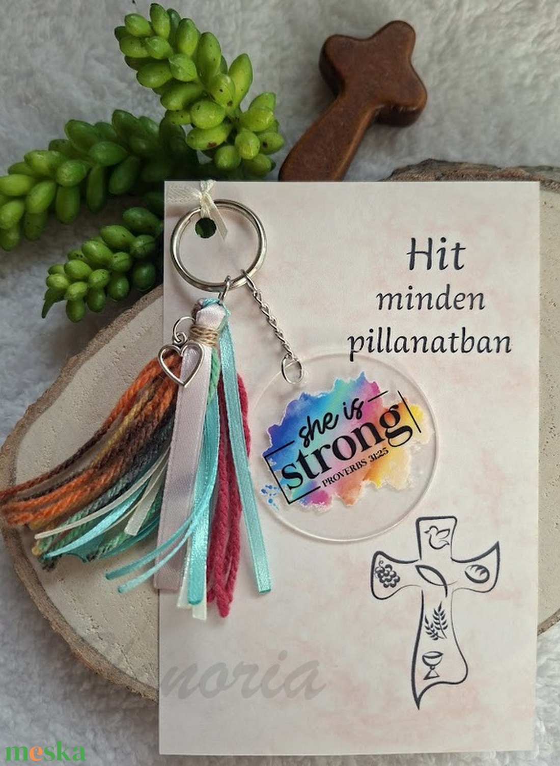 Kulcstartó, Bibliai igével, bojtos- keresztény igés ajándék- színes-03 - táska & tok - kulcstartó & táskadísz - kulcstartó - Meska.hu