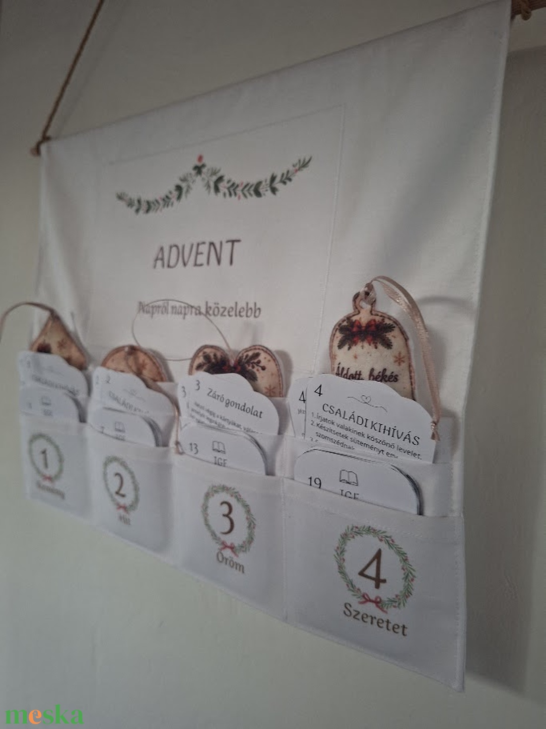 Keresztény adventi naptár � kártyákkal, filcdíszekkel,  adventi családi kreatív szett - karácsony - adventi díszek - adventi naptár - Meska.hu