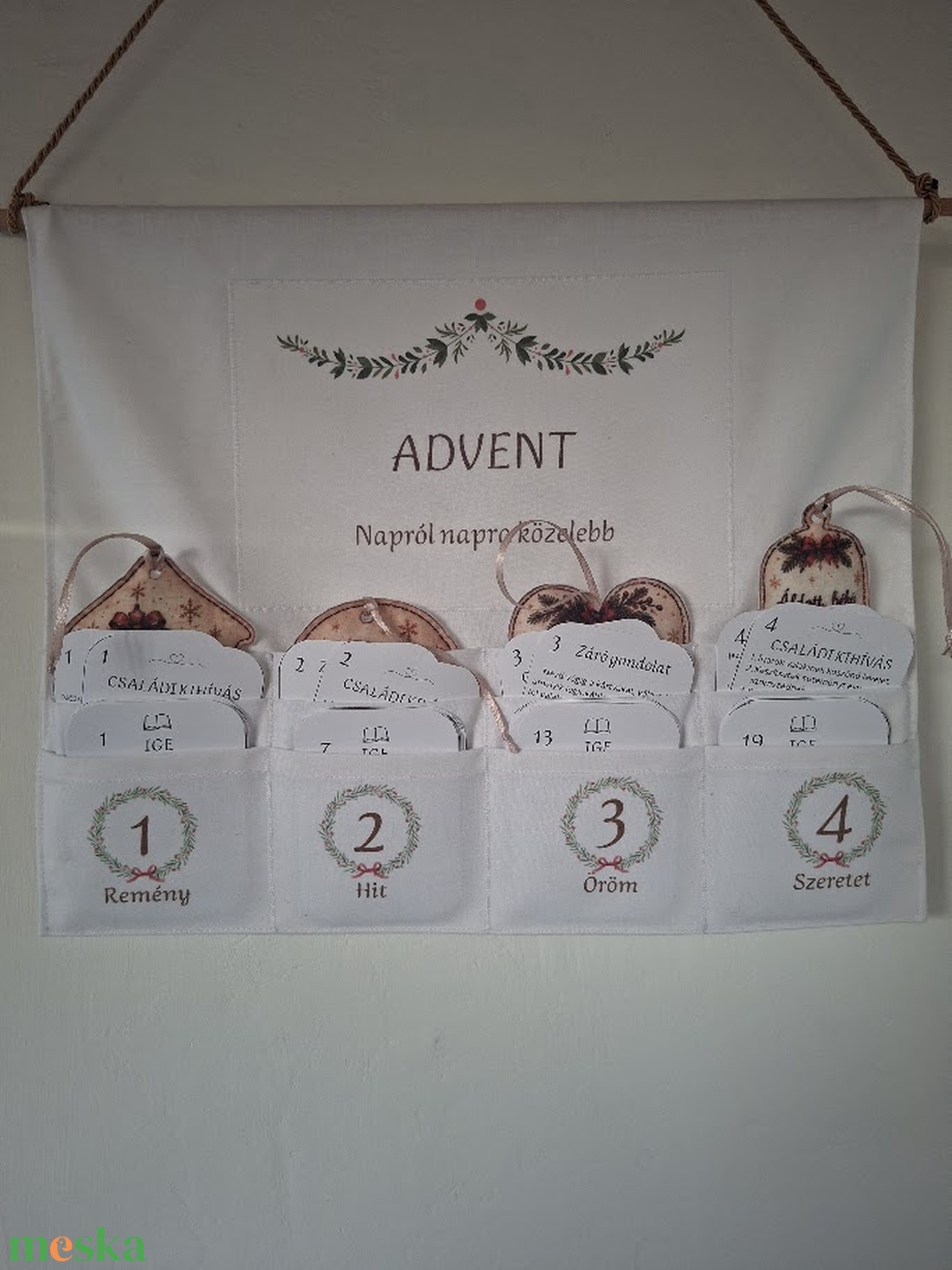 Keresztény adventi naptár � kártyákkal, filcdíszekkel,  adventi családi kreatív szett - karácsony - adventi díszek - adventi naptár - Meska.hu