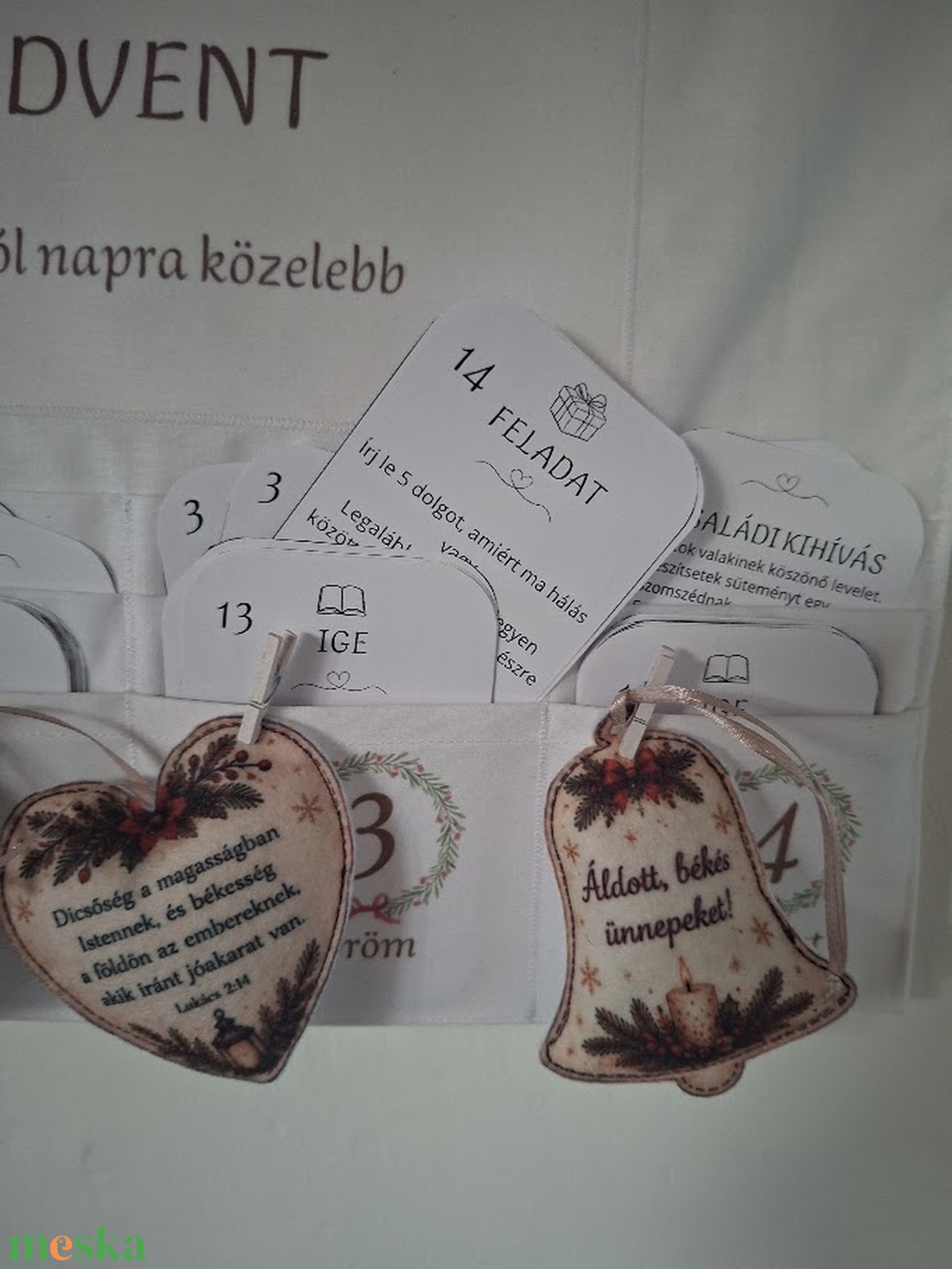 Keresztény adventi naptár � kártyákkal, filcdíszekkel,  adventi családi kreatív szett - karácsony - adventi díszek - adventi naptár - Meska.hu