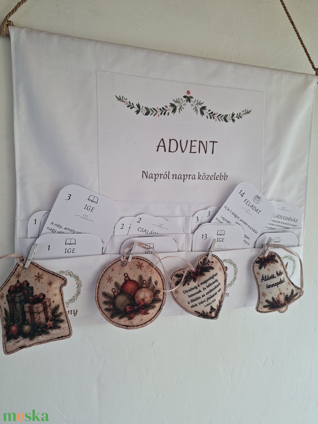 Keresztény adventi naptár � kártyákkal, filcdíszekkel,  adventi családi kreatív szett - karácsony - adventi díszek - adventi naptár - Meska.hu