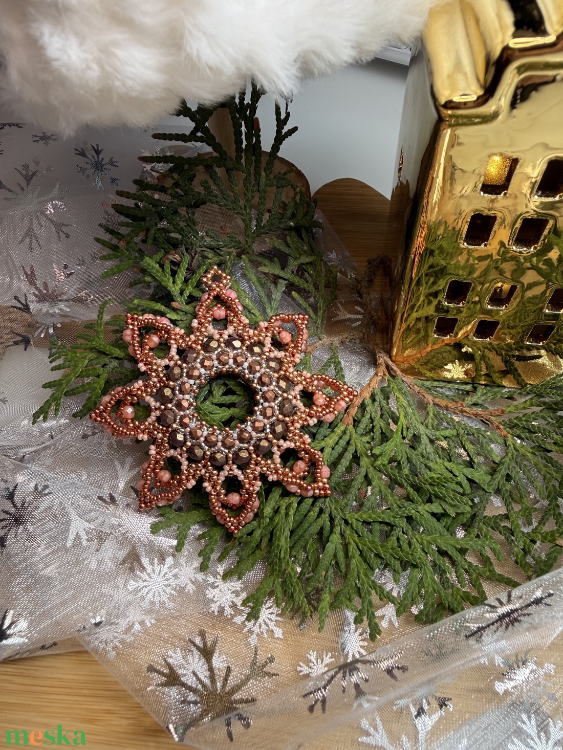 Gyöngyös karácsonyfa dísz  - karácsony - karácsonyi lakásdekoráció - karácsonyfadíszek - Meska.hu