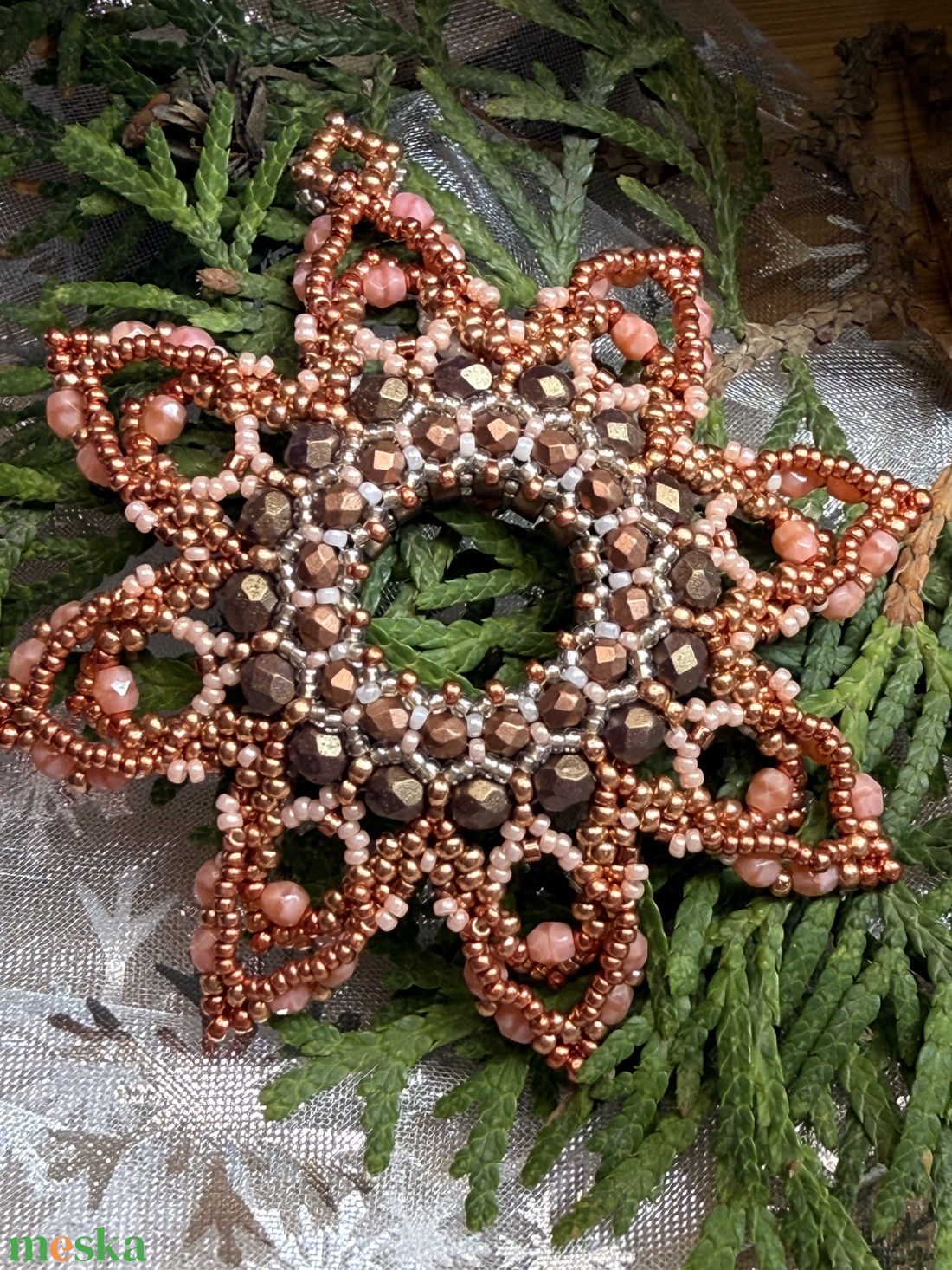 Gyöngyös karácsonyfa dísz  - karácsony - karácsonyi lakásdekoráció - karácsonyfadíszek - Meska.hu