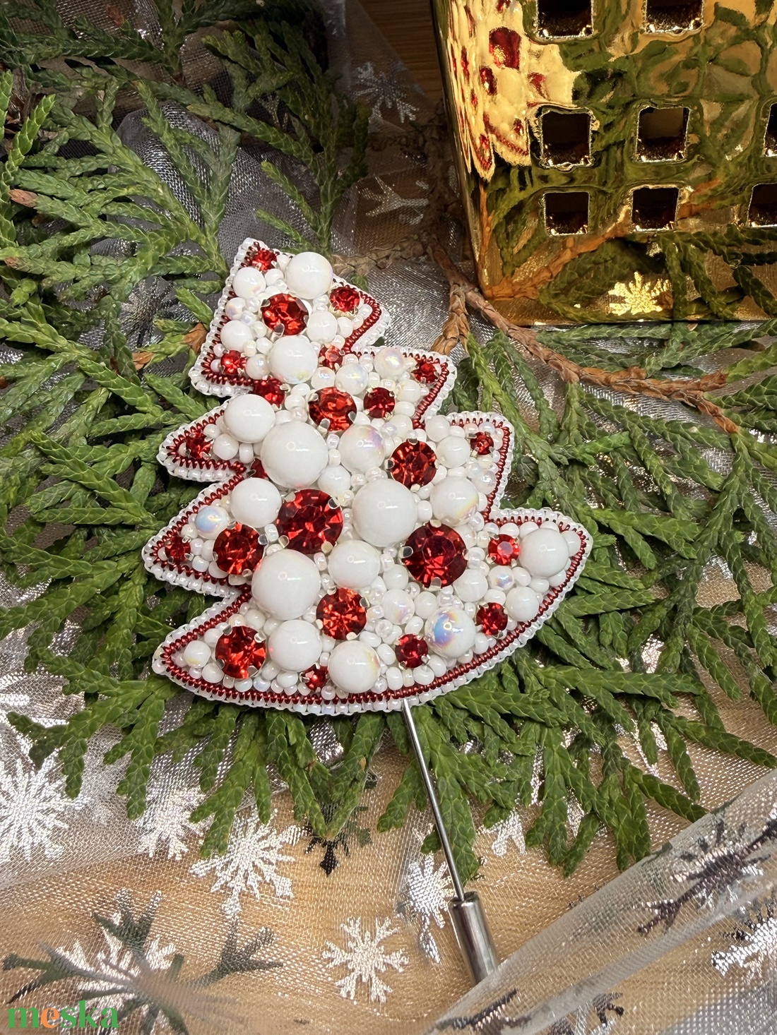 Karácsonyfa bross - ékszer - kitűző és bross - Meska.hu