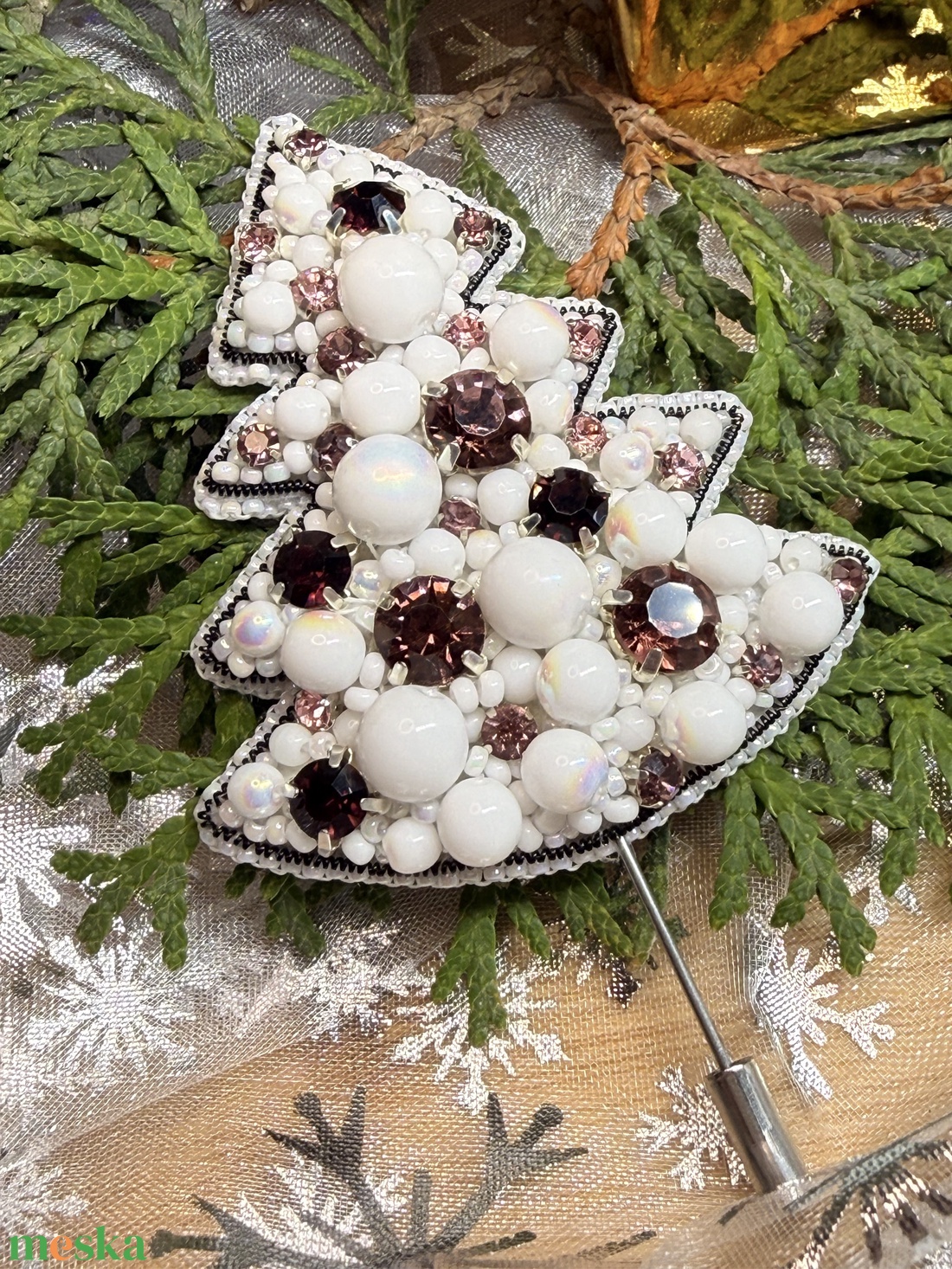 Karácsonyfa bross - ékszer - kitűző és bross - Meska.hu
