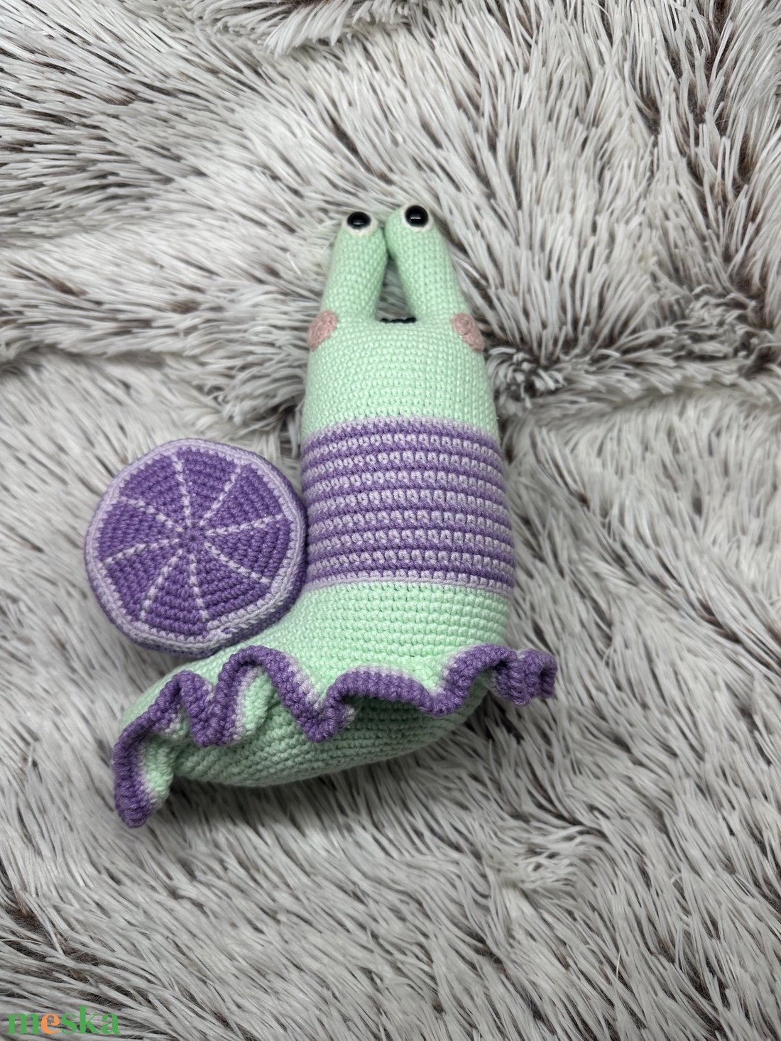 Horgolt házas csigabiga  - játék & sport - plüssállat & játékfigura - csiga - Meska.hu