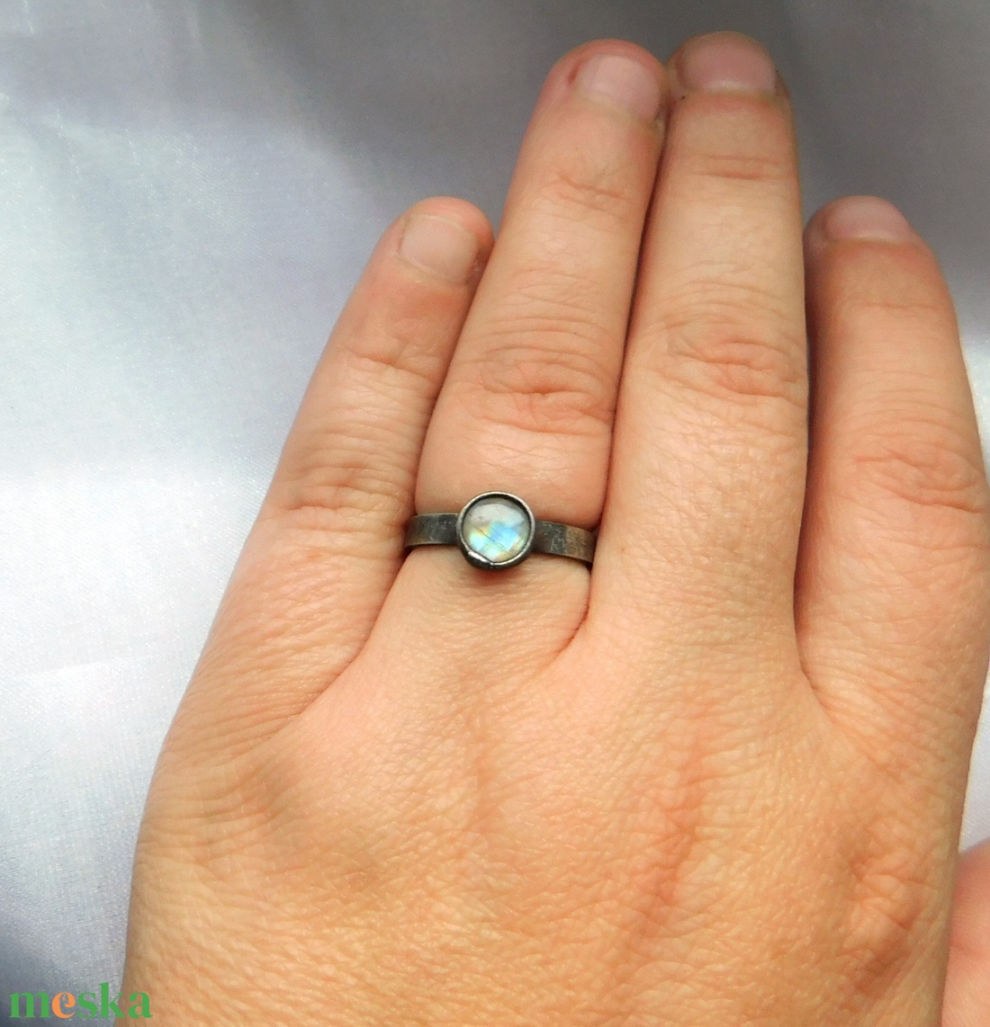 Szivárvány holdkő gyűrű - ékszer - gyűrű - statement gyűrű - Meska.hu