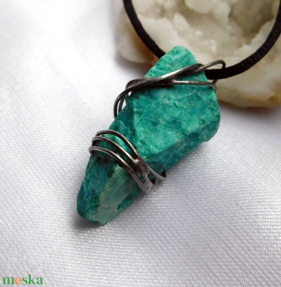 Nyers krizokolla medál - ékszer - nyaklánc - medálos nyaklánc - Meska.hu