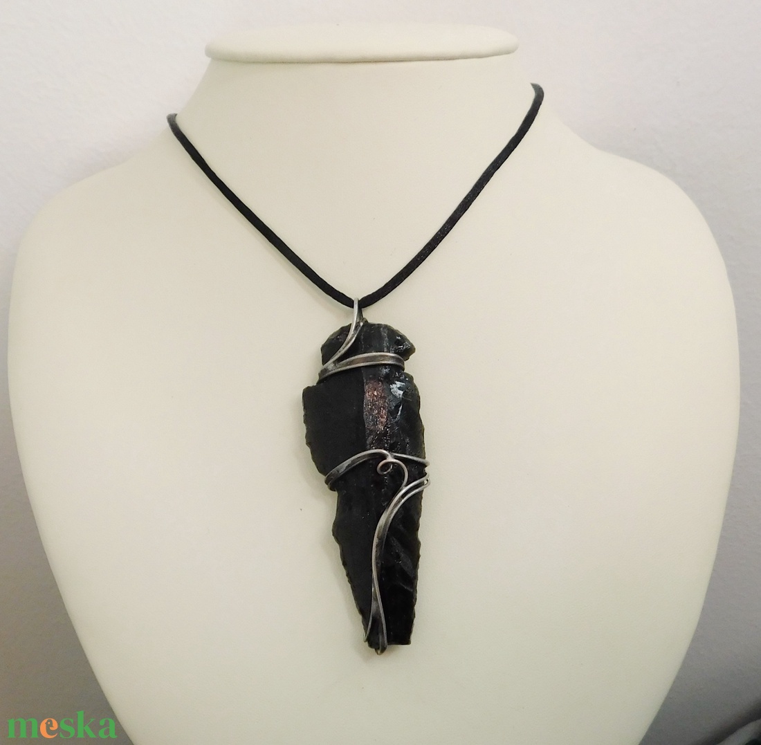 Obszidián nyílhegy medál - ékszer - nyaklánc - medál - Meska.hu