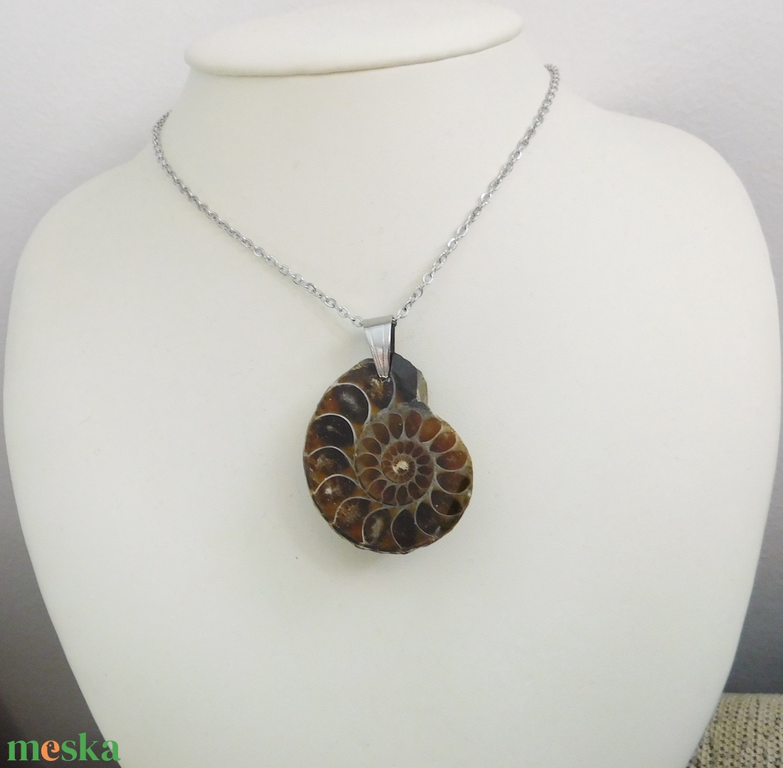 Ammonitesz medál acél láncon - ékszer - nyaklánc - medálos nyaklánc - Meska.hu
