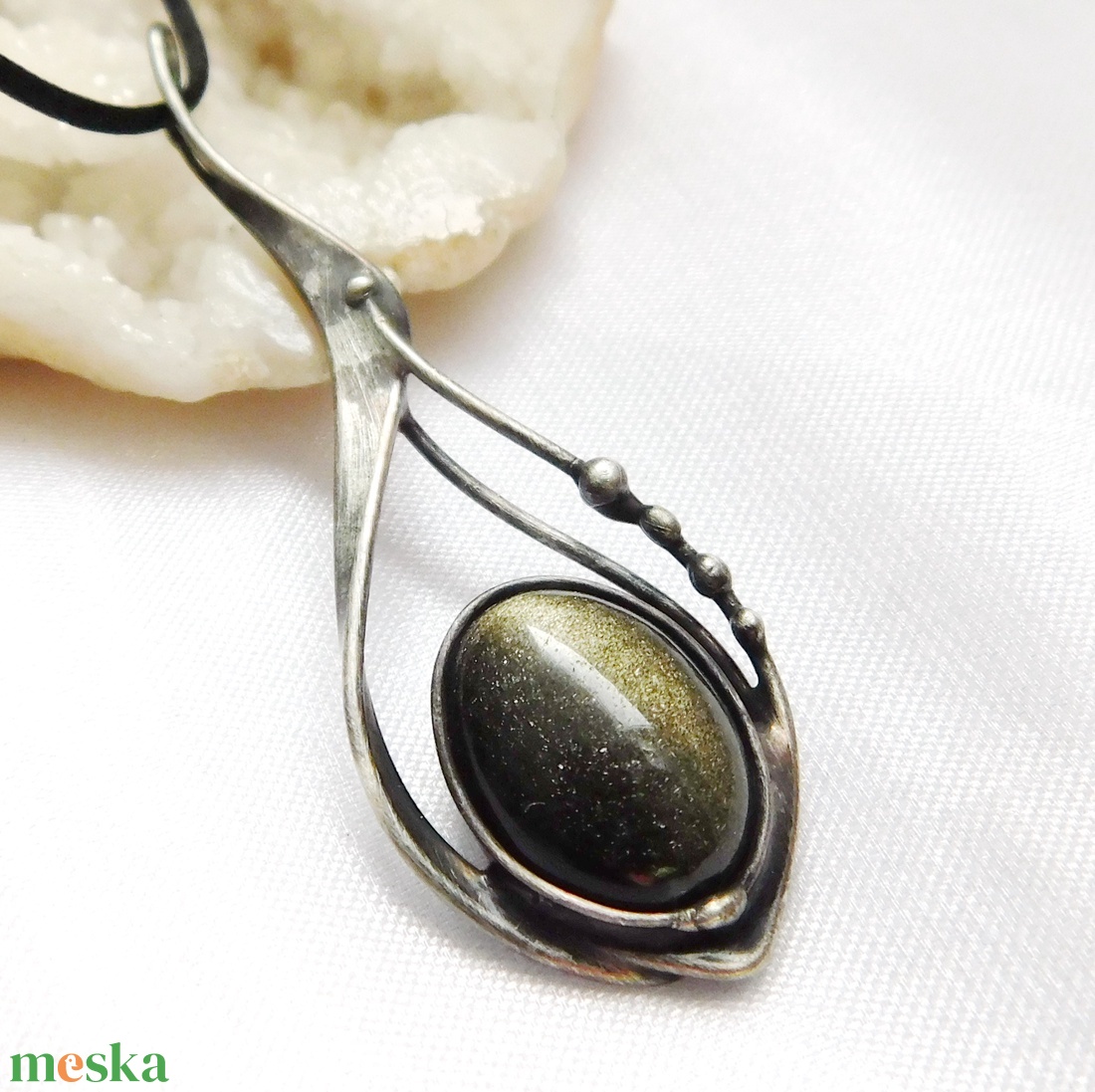 Arany obszidián medál - ékszer - nyaklánc - medál - Meska.hu