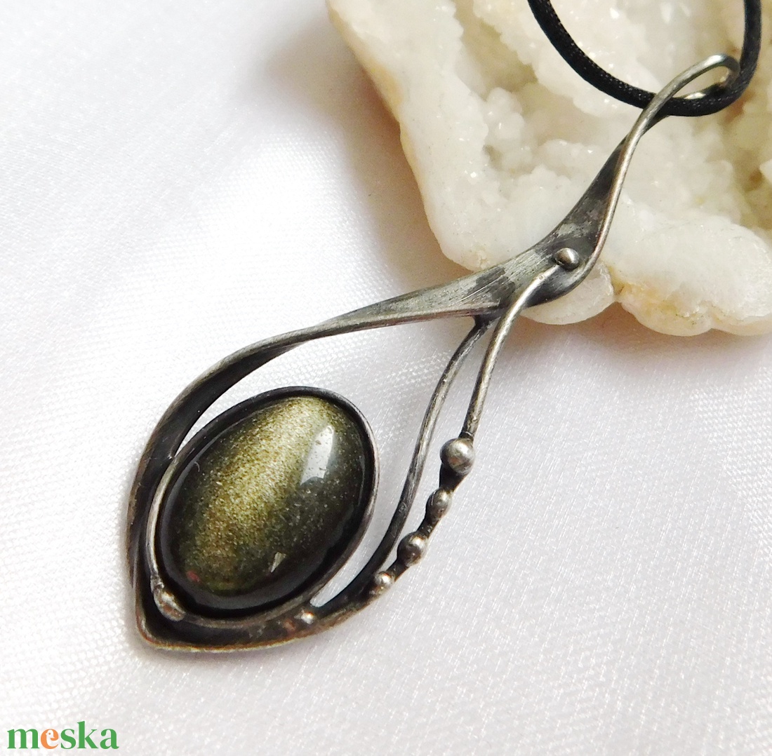 Arany obszidián medál - ékszer - nyaklánc - medál - Meska.hu