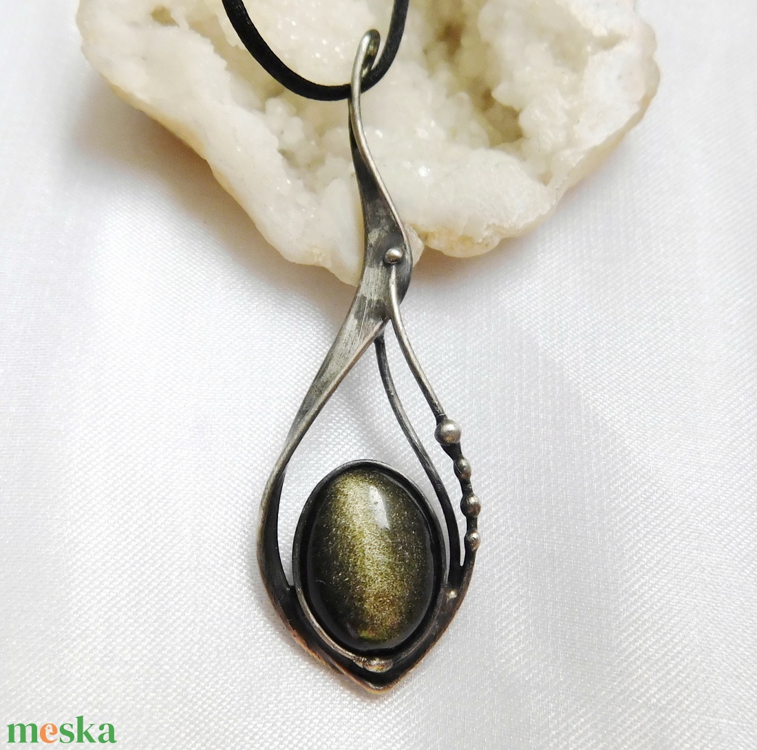 Arany obszidián medál - ékszer - nyaklánc - medál - Meska.hu