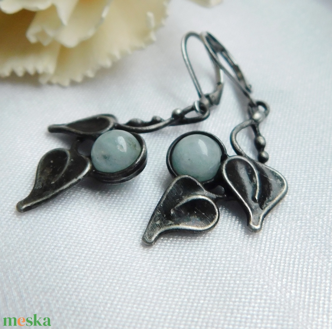 Akvamarin fülbevaló - ékszer - fülbevaló - lógó fülbevaló - Meska.hu