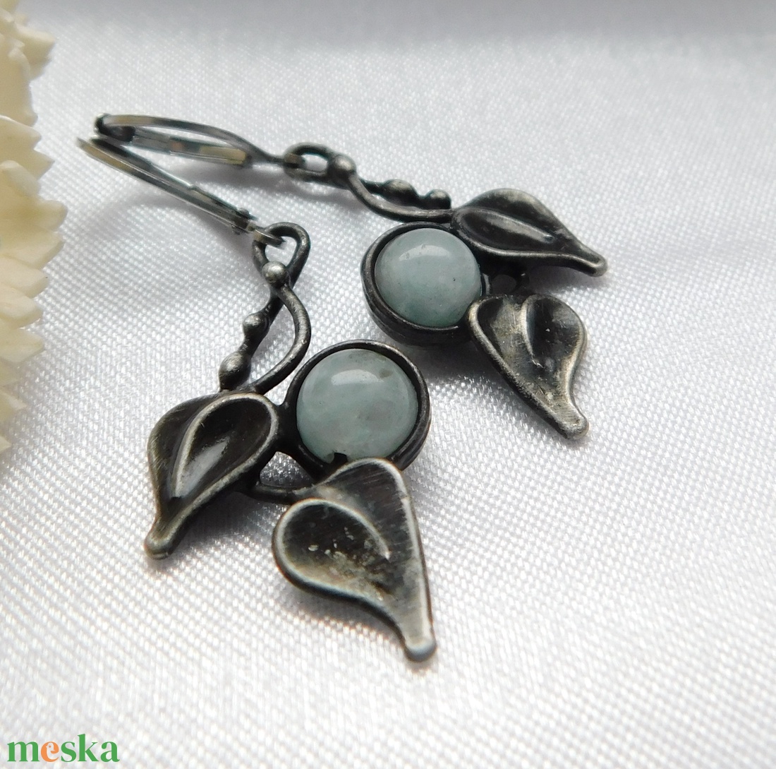 Akvamarin fülbevaló - ékszer - fülbevaló - lógó fülbevaló - Meska.hu