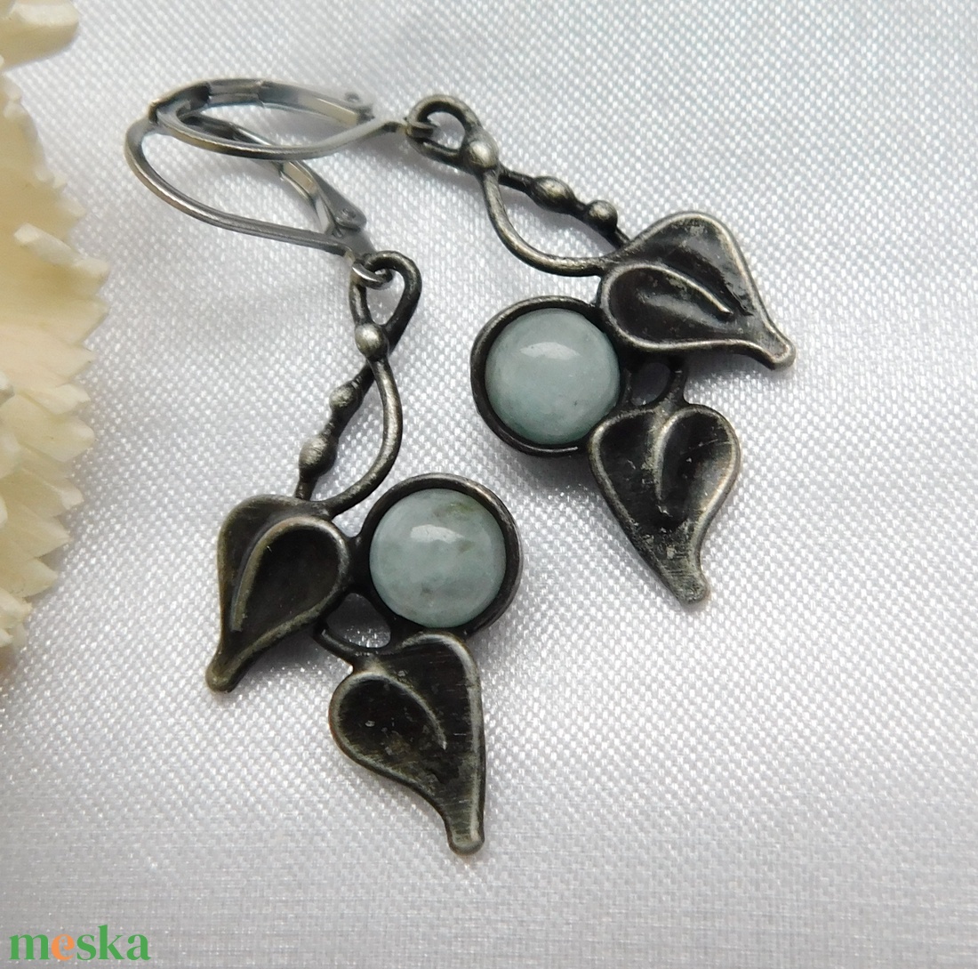 Akvamarin fülbevaló - ékszer - fülbevaló - lógó fülbevaló - Meska.hu