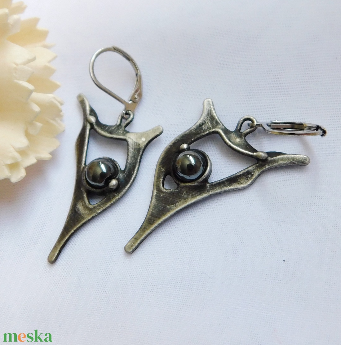 Hematit fülbevaló - ékszer - fülbevaló - lógó fülbevaló - Meska.hu