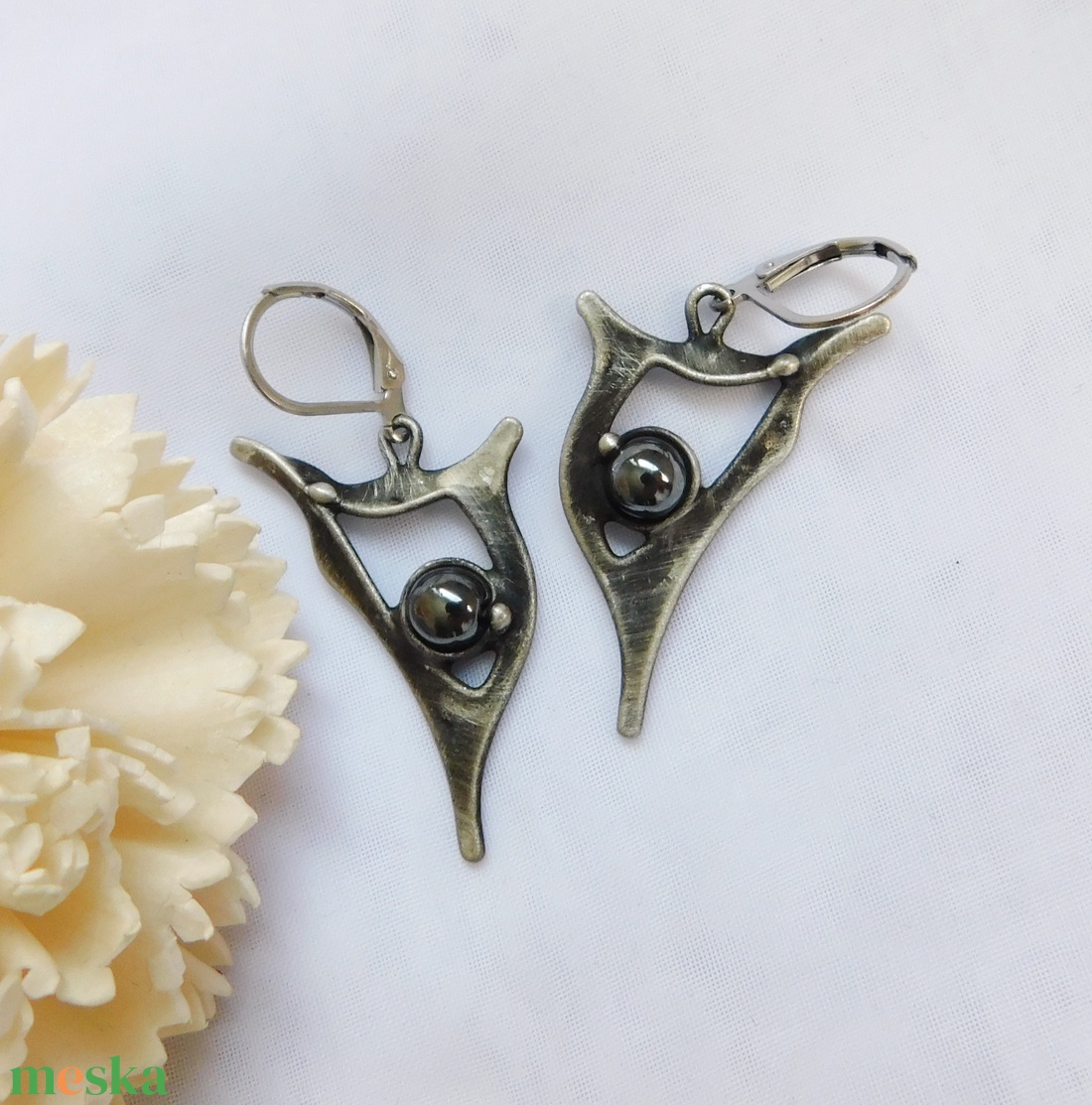 Hematit fülbevaló - ékszer - fülbevaló - lógó fülbevaló - Meska.hu