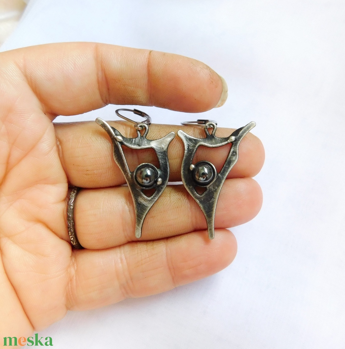 Hematit fülbevaló - ékszer - fülbevaló - lógó fülbevaló - Meska.hu