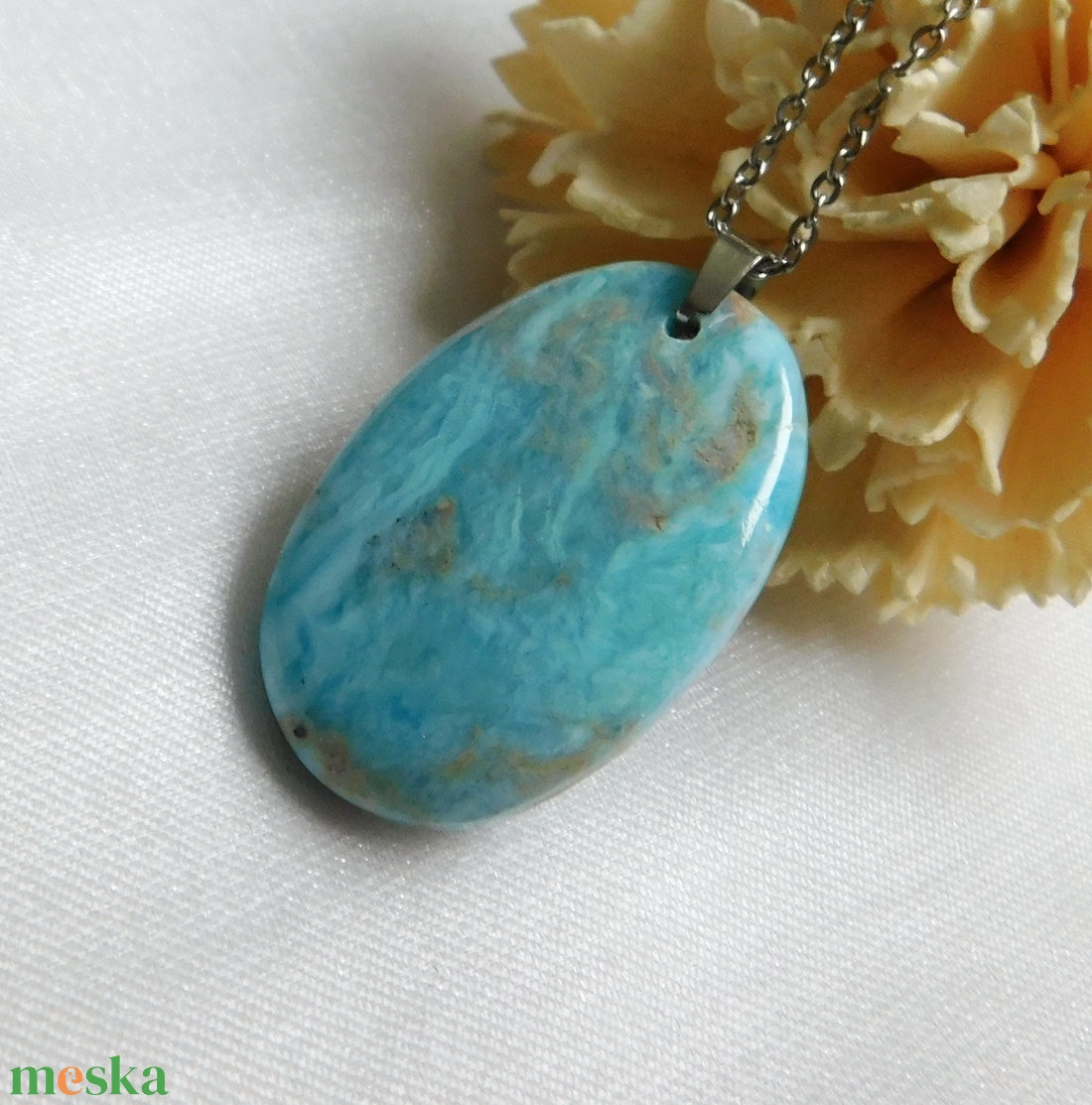Larimár medál acél láncon - ékszer - nyaklánc - medál - Meska.hu