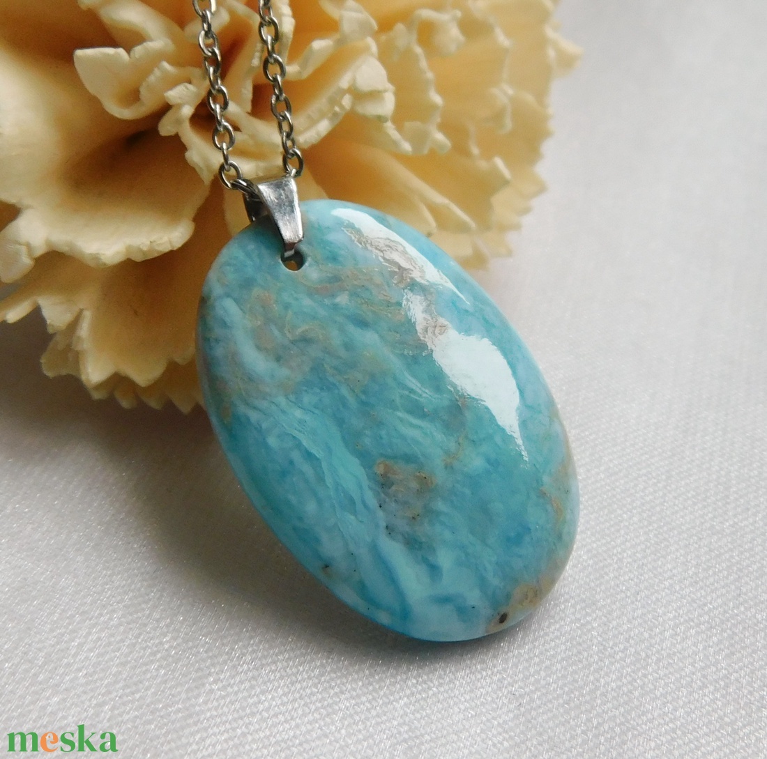 Larimár medál acél láncon - ékszer - nyaklánc - medál - Meska.hu