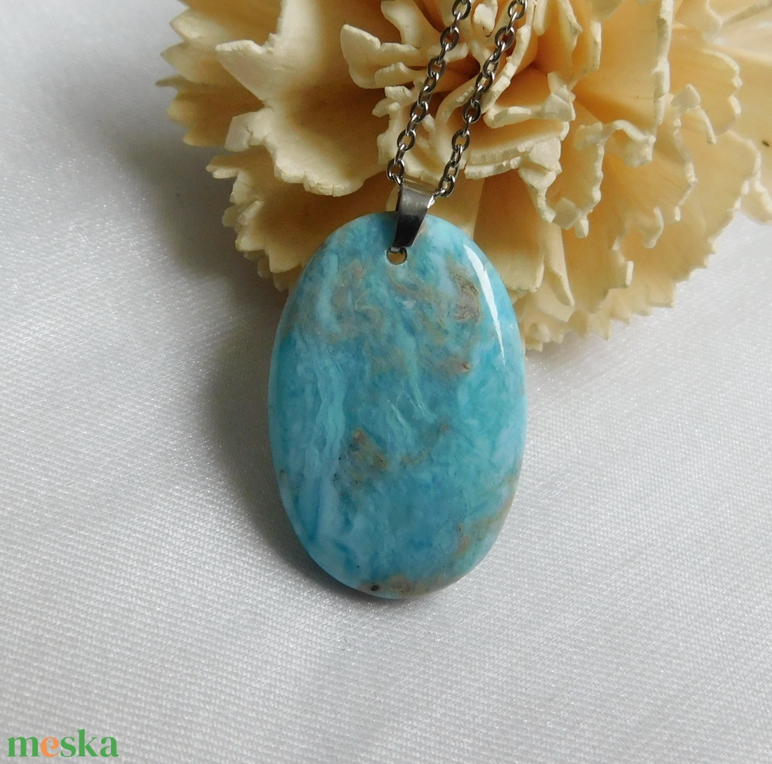 Larimár medál acél láncon - ékszer - nyaklánc - medál - Meska.hu
