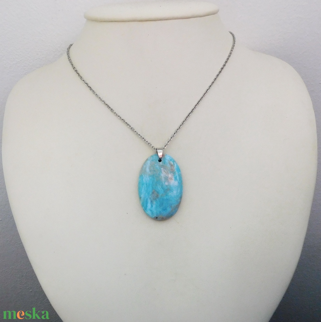 Larimár medál acél láncon - ékszer - nyaklánc - medál - Meska.hu