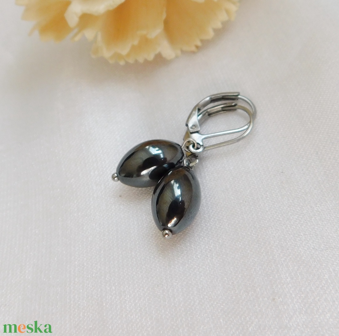 Hematit fülbevaló - ékszer - fülbevaló - lógó fülbevaló - Meska.hu