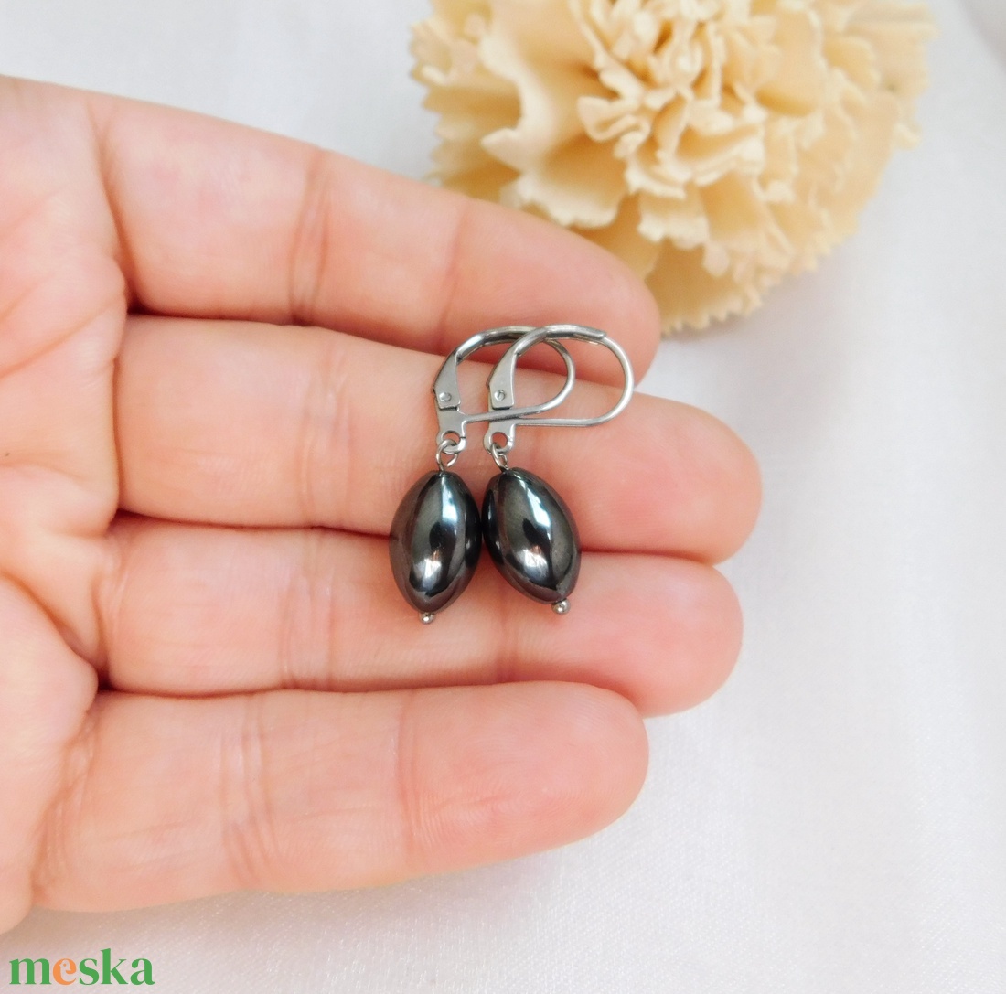 Hematit fülbevaló - ékszer - fülbevaló - lógó fülbevaló - Meska.hu