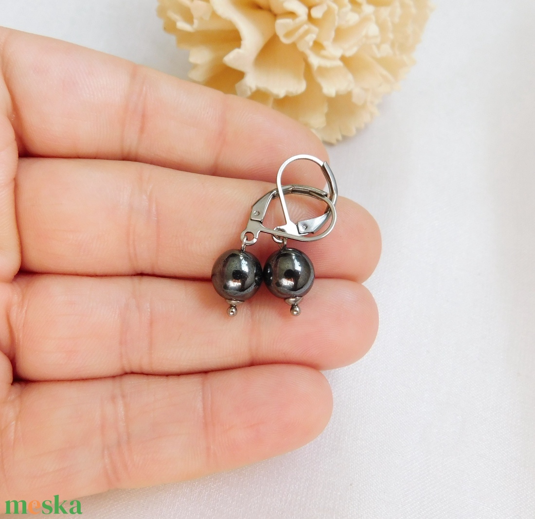 Hematit fülbevaló - ékszer - fülbevaló - lógó fülbevaló - Meska.hu
