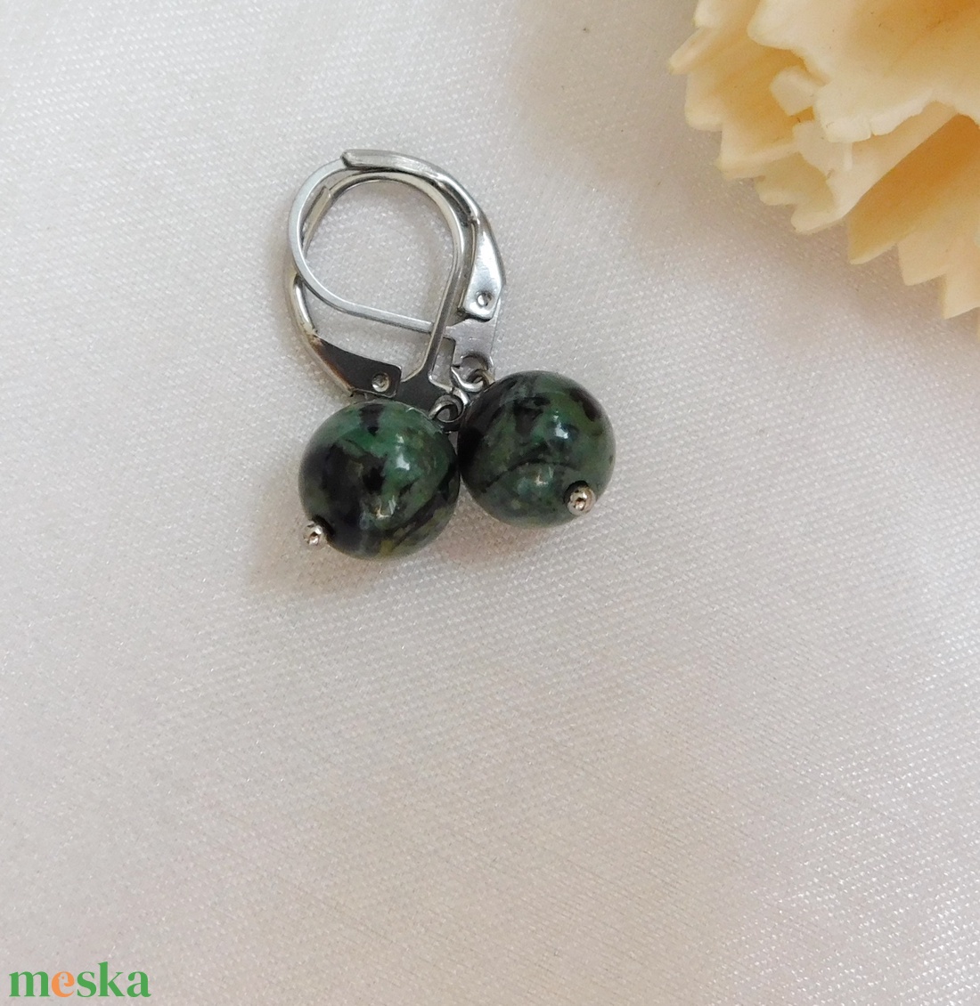 Kambaba jáspis / eldarit fülbevaló - ékszer - fülbevaló - lógó fülbevaló - Meska.hu