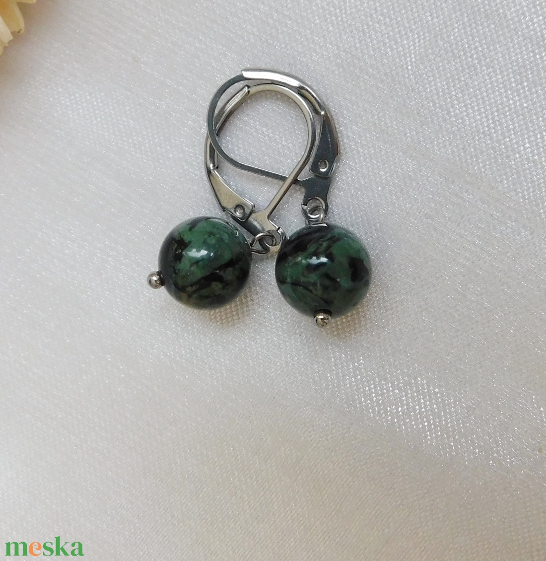 Kambaba jáspis / eldarit fülbevaló - ékszer - fülbevaló - lógó fülbevaló - Meska.hu
