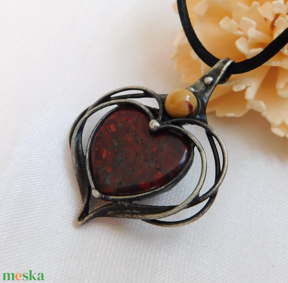 Breccsa jáspis medál mokka jáspissal - ékszer - nyaklánc - medálos nyaklánc - Meska.hu