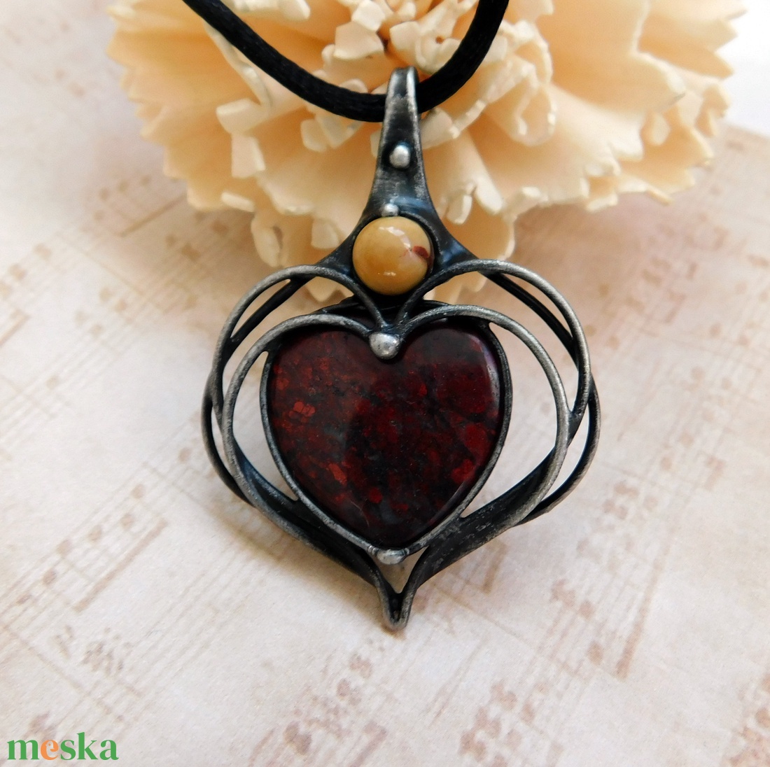 Breccsa jáspis medál mokka jáspissal - ékszer - nyaklánc - medálos nyaklánc - Meska.hu